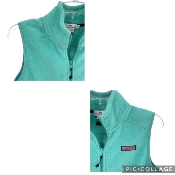 Vineyard Vines Mint Green Fleece Vest Full Zip Front - Sz XS - Picture 5 of 15